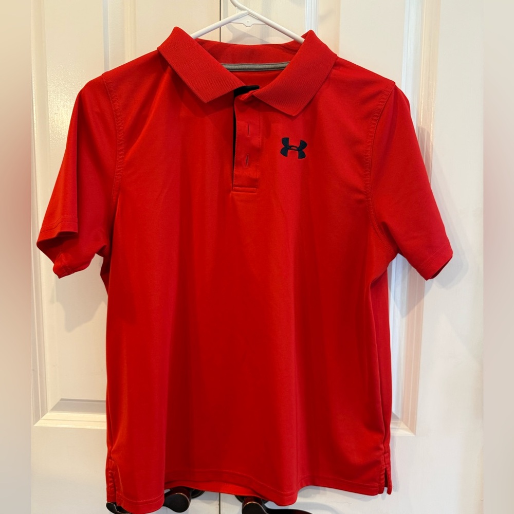 Under Armour Youth YXL HeatGear Red Polo Shirt Loose Fit